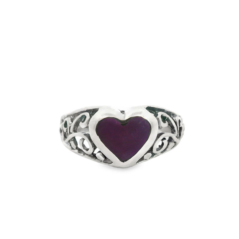 Sterling Silver Purple Heart Ring