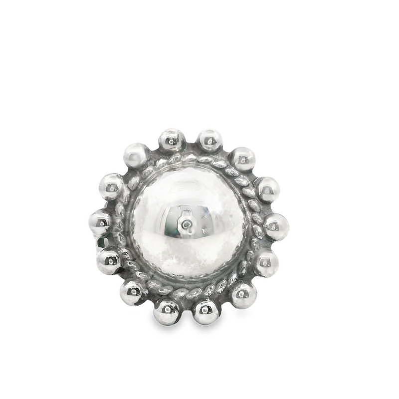 Sterling Silver Floral Beaded Ring