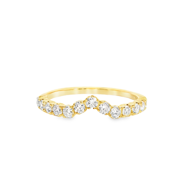 14K YG Curved Diamond Band