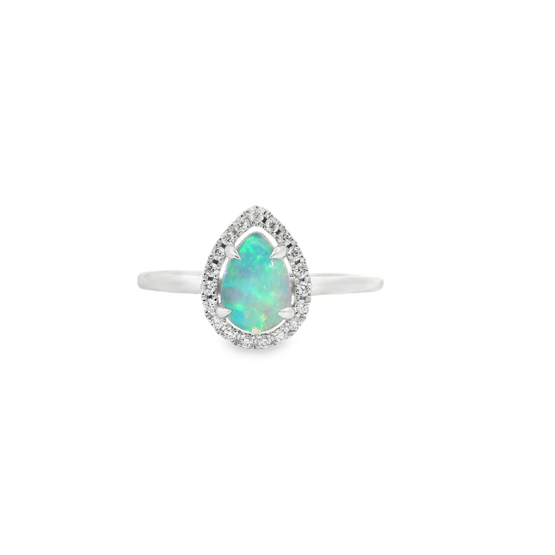 14K WG Opal & Diamond Ring