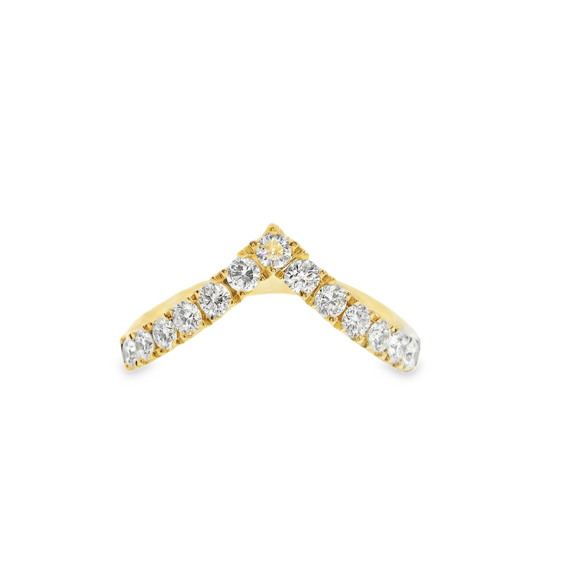 14K YG V Curve Diamond Band
