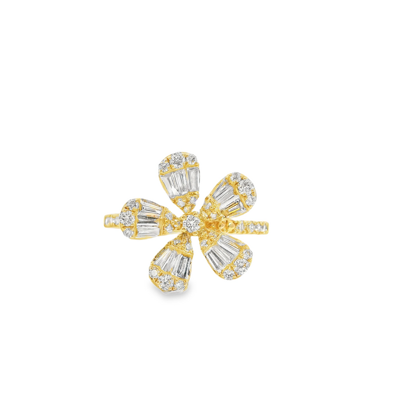 14K YG Diamond Flower Ring