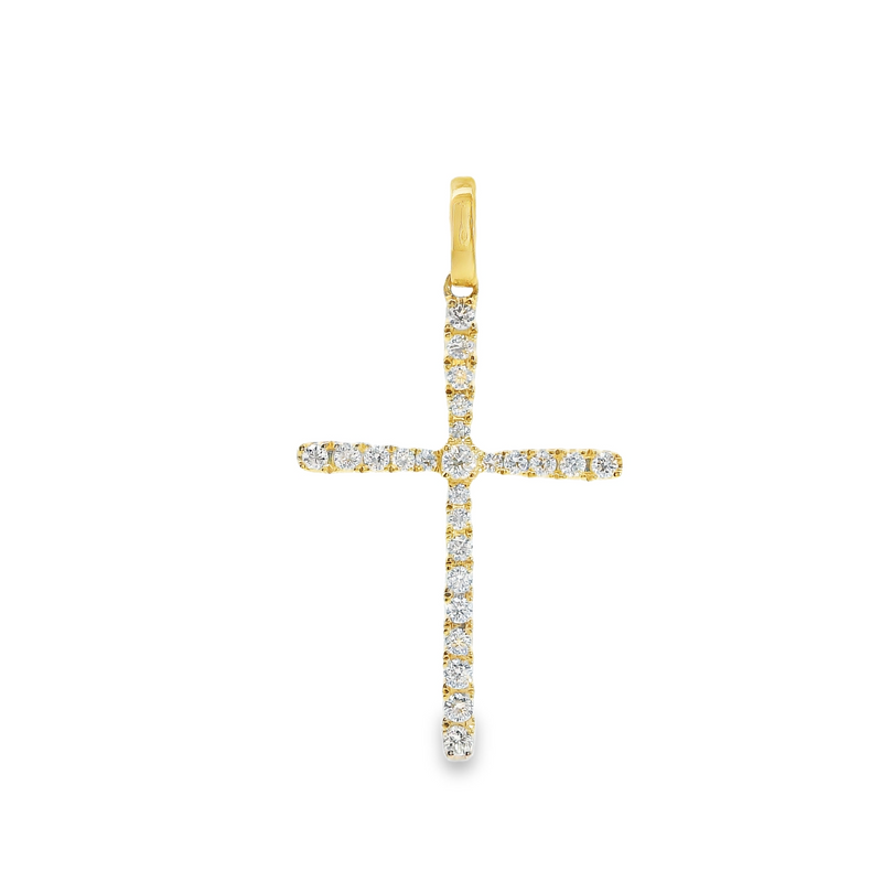 14K YG Diamond Cross