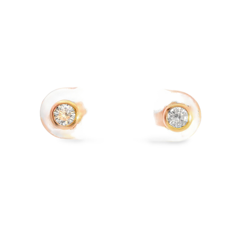 14K RG Bezel Set Diamond Studs