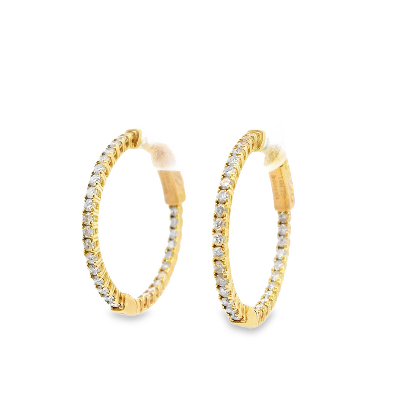 14K YG Inside Out Diamond Hoop Earrings