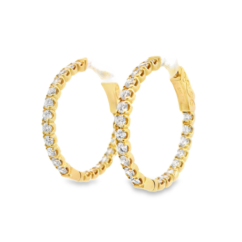 14K YG Inside Out Diamond Hoop Earrings