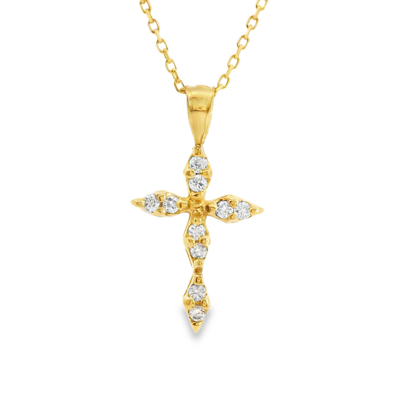 14K YG Diamond Cross Pendant and Chain