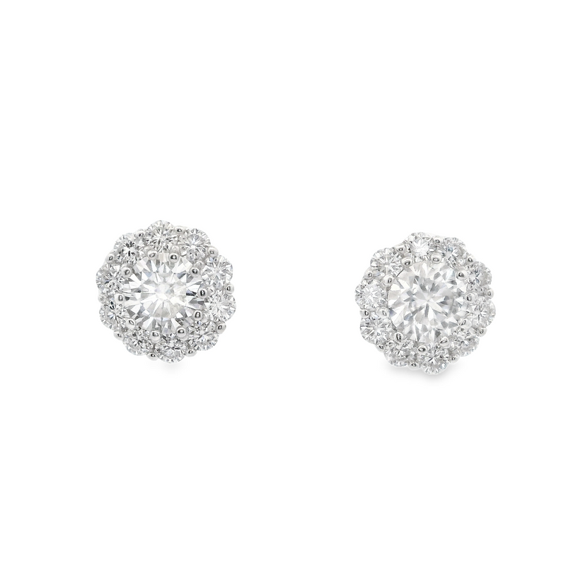 Sterling Silver Moissanite Cluster Stud Earrings