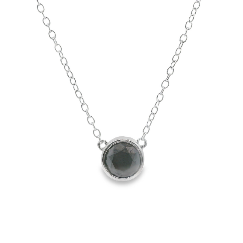 Sterling Silver Black Diamond Solitaire Necklace