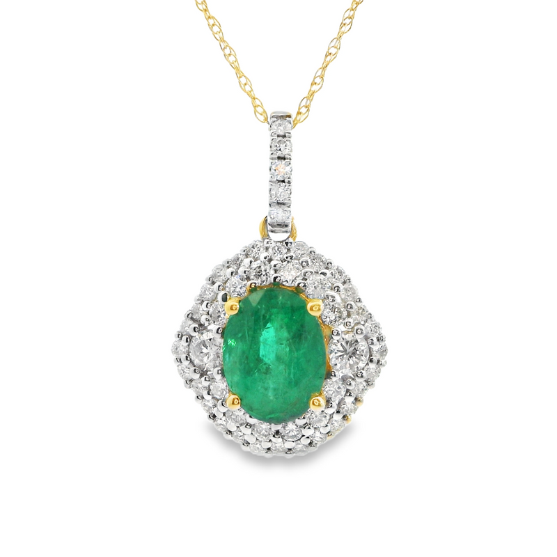 14K WG Emerald & Diamond Pendant