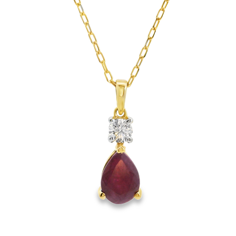 10K YG Ruby & Lab Grown Diamond Pendant