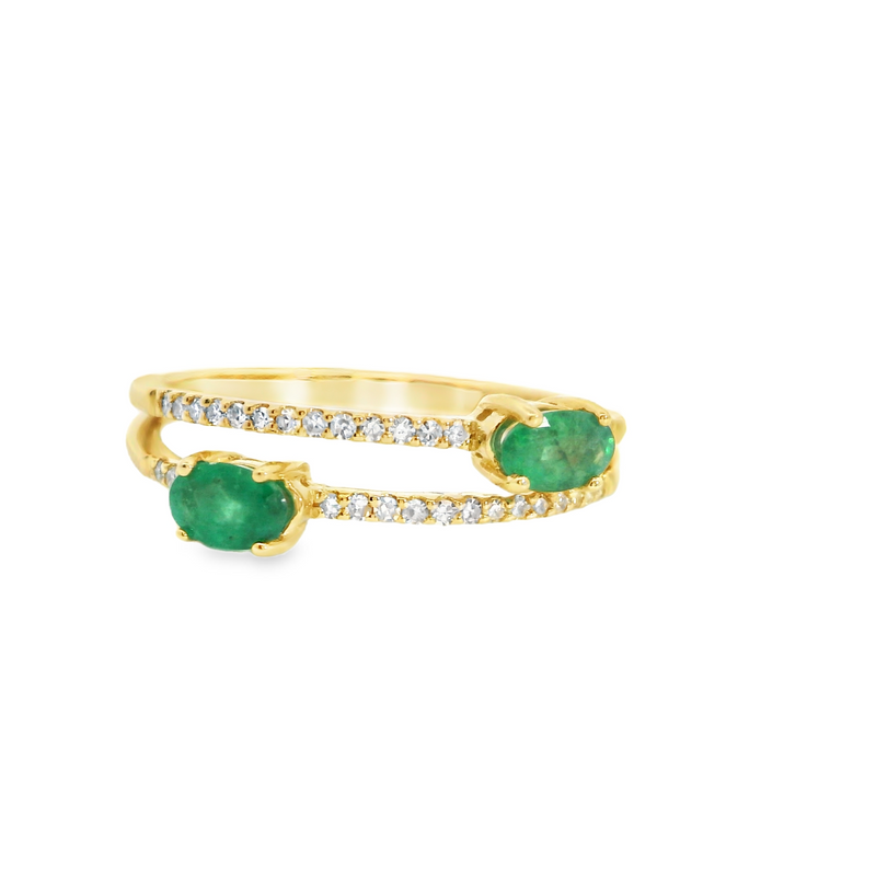 14K YG Emerald & Diamond Ring