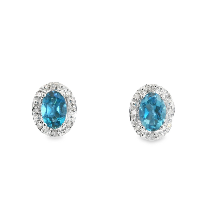 10K WG London Blue Topaz & Diamond Earrings