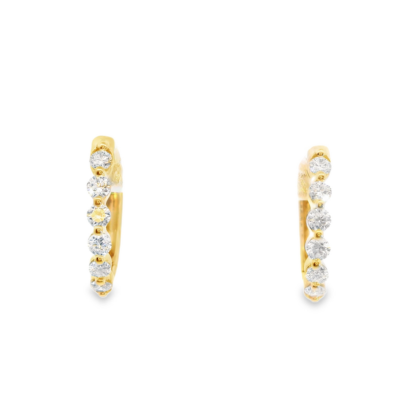 14K YG Diamond Huggie Hoop Earrings