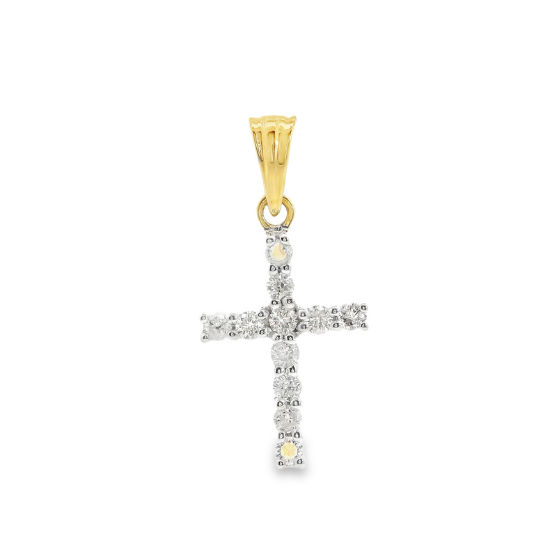 10K YG Diamond Cross Pendant