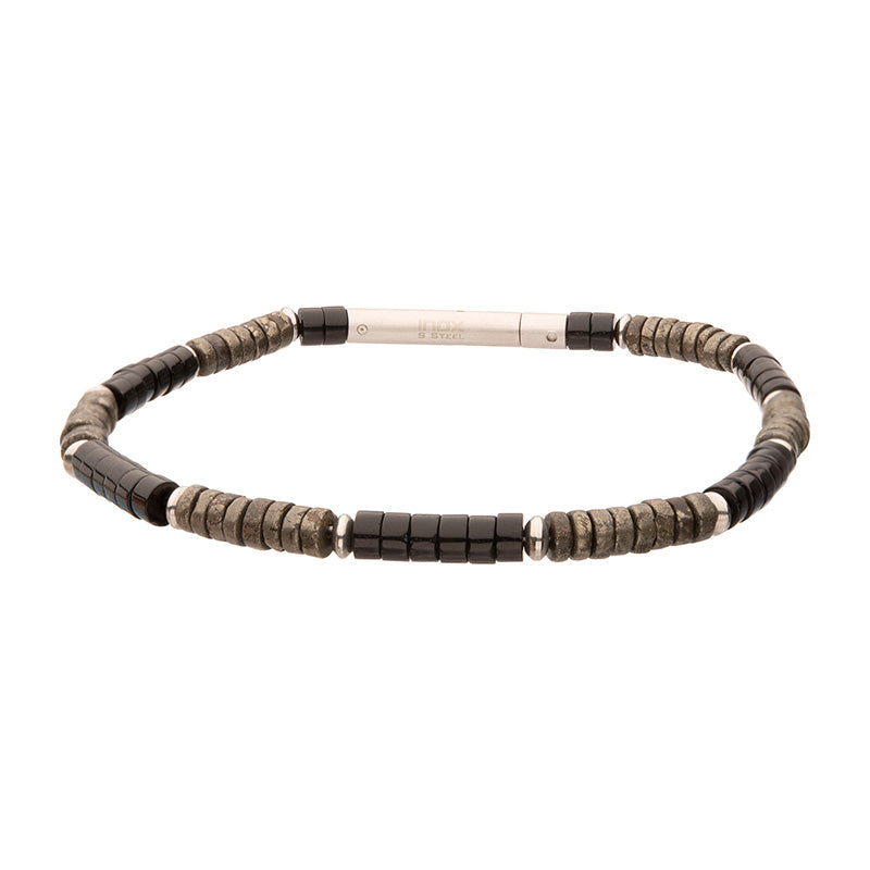 Shadow Wolf (Onyx / Pyrite) Heishi Bead Bracelet