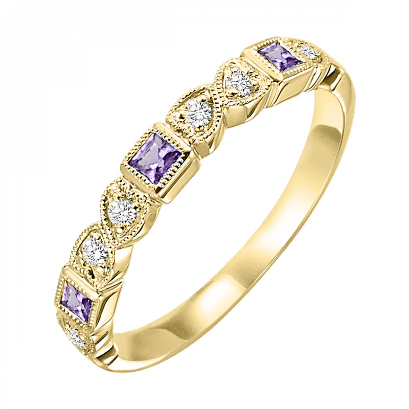 10K YG AMETHYST & DIAMOND RING