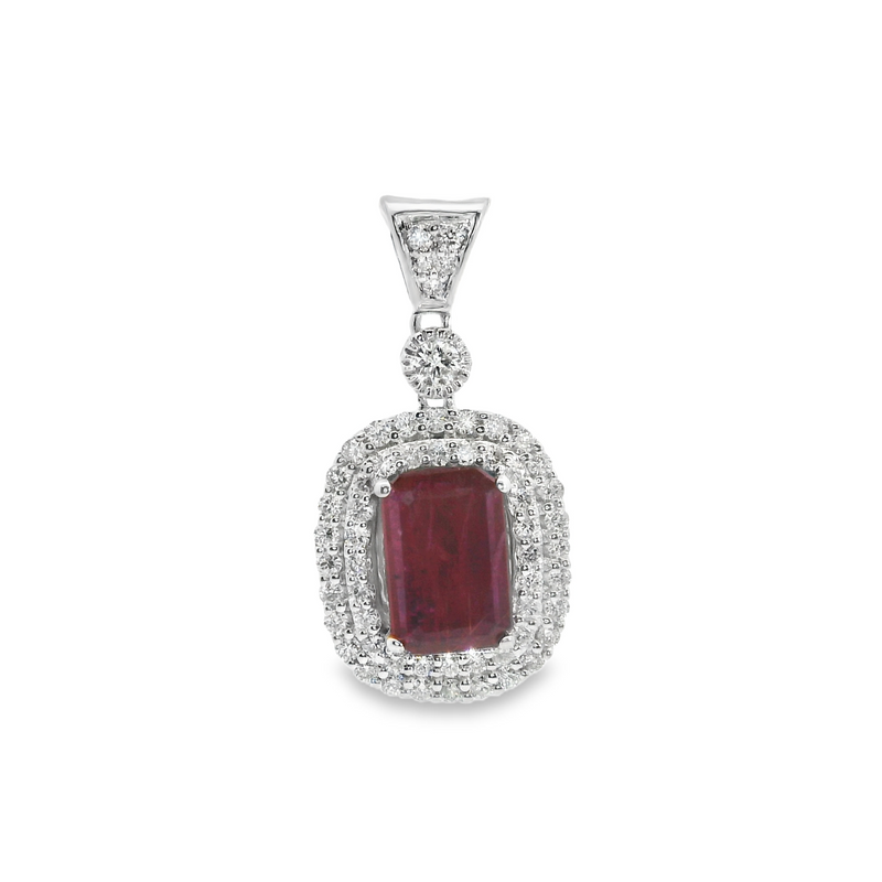 14K WG Ruby & Diamond Pendant
