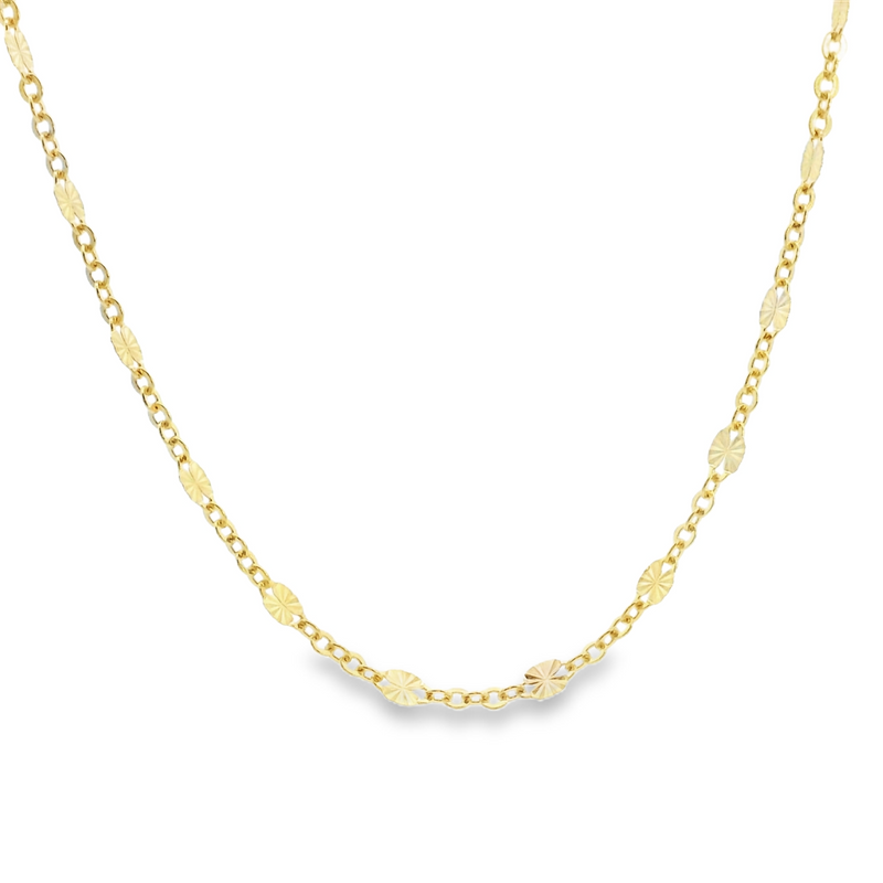 10K YG Fancy Diamond Cut Link Chain 18