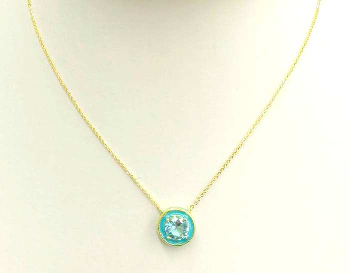 Gold Plate Blue Stone Necklace