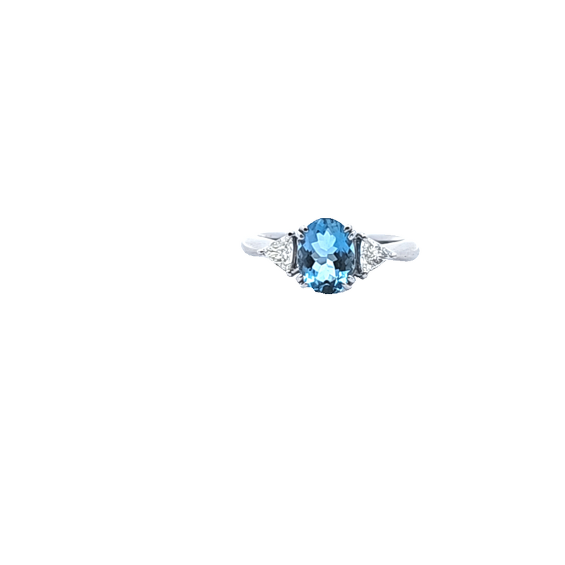 PLATINUM AQUAMARINE/DIAMOND RING