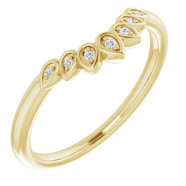 14K YG Curved Diamond Band