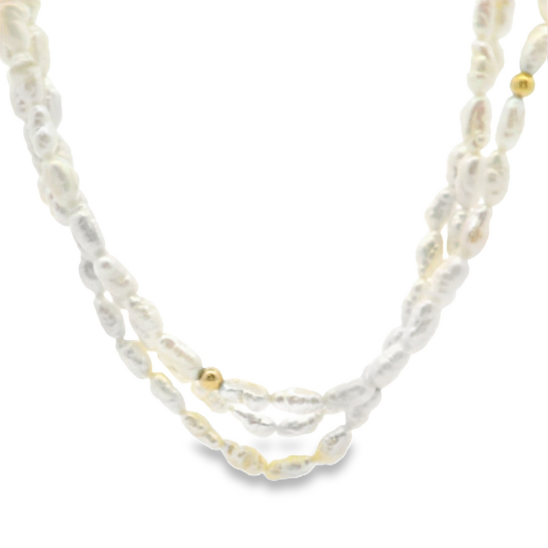 14K YG Triple Strand Keshi Pearl Necklace 18