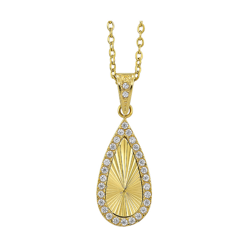 Gold Plated Stainless Steel CZ Necklace