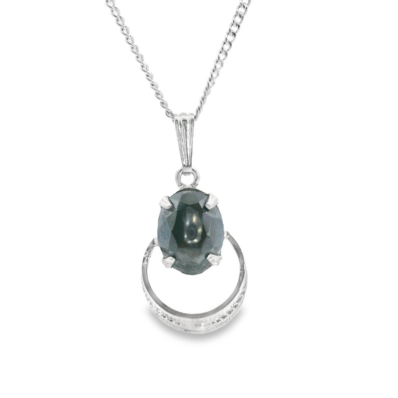 Sterling Silver Hematite Pendant and 16