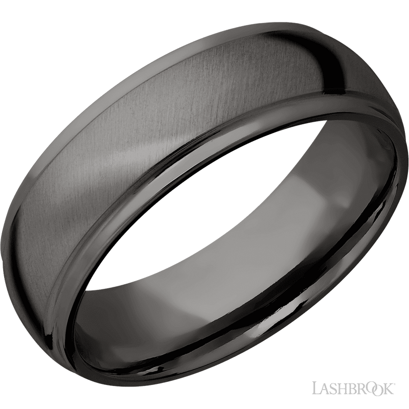 7 mm wide Domed Stepped Down Edges Tantalum Noir band. Size 11.75