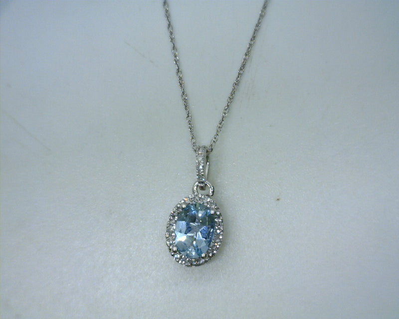 14K WG AQUAMARINE/DIAMOND PENDANT