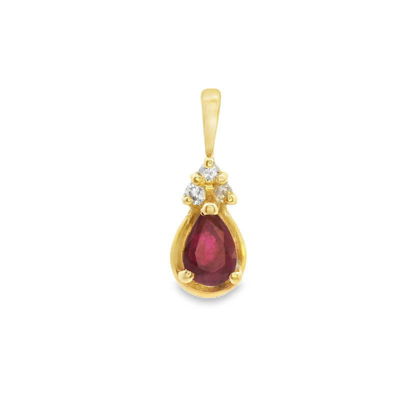 14K YG Ruby & Diamond Pendant