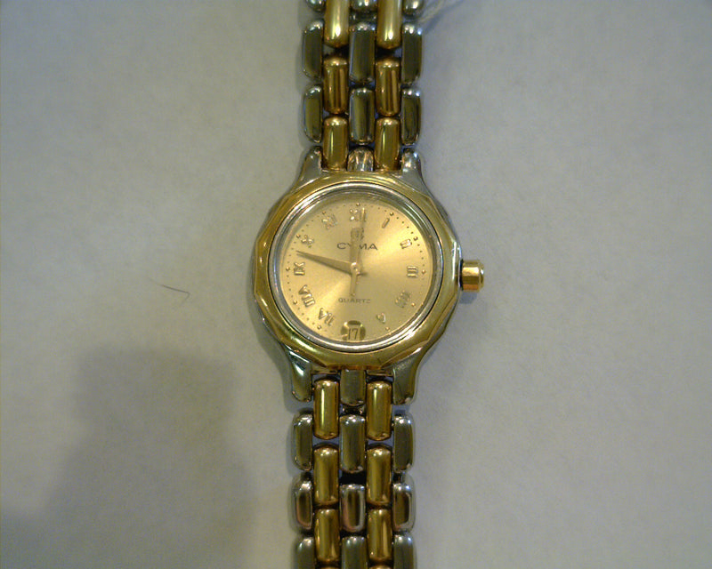 LADIES 18K YG & STAINLESS CYMA