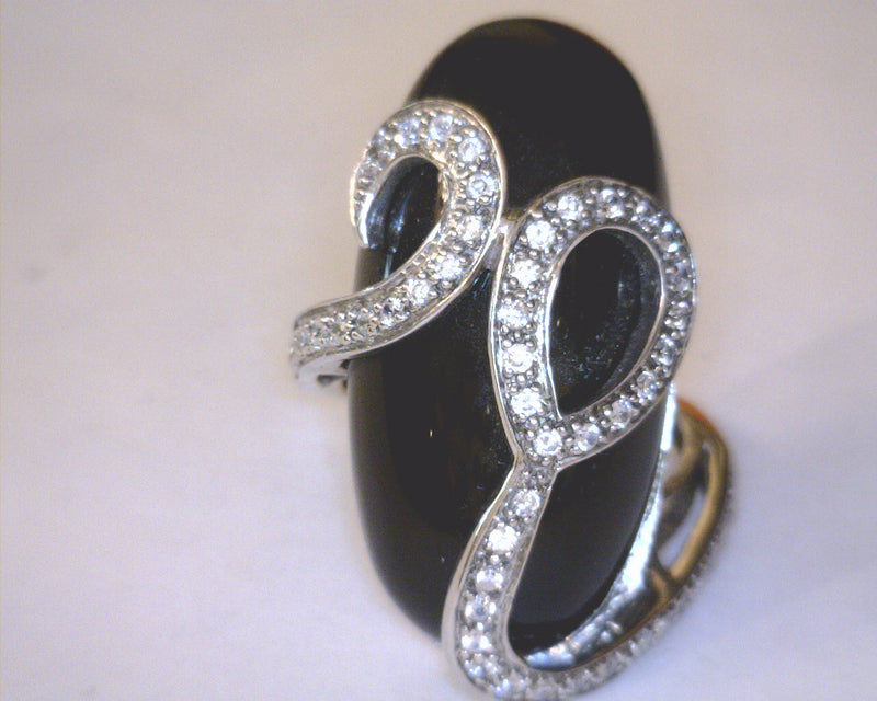 SS ONYX/CZ RING