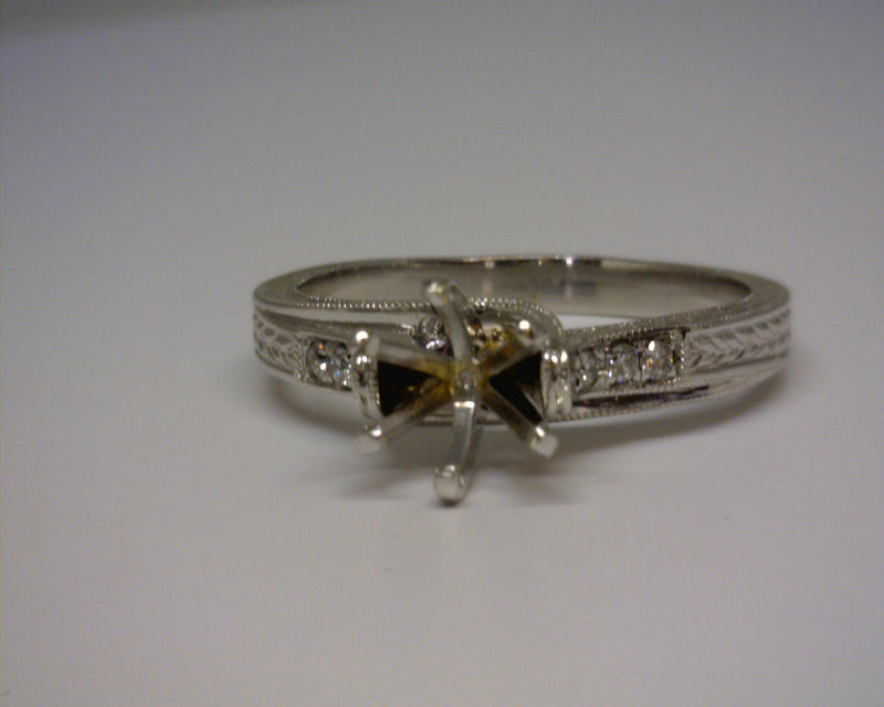 18K WG DIAMOND SEMI MOUNT RING 0.10 CT TW