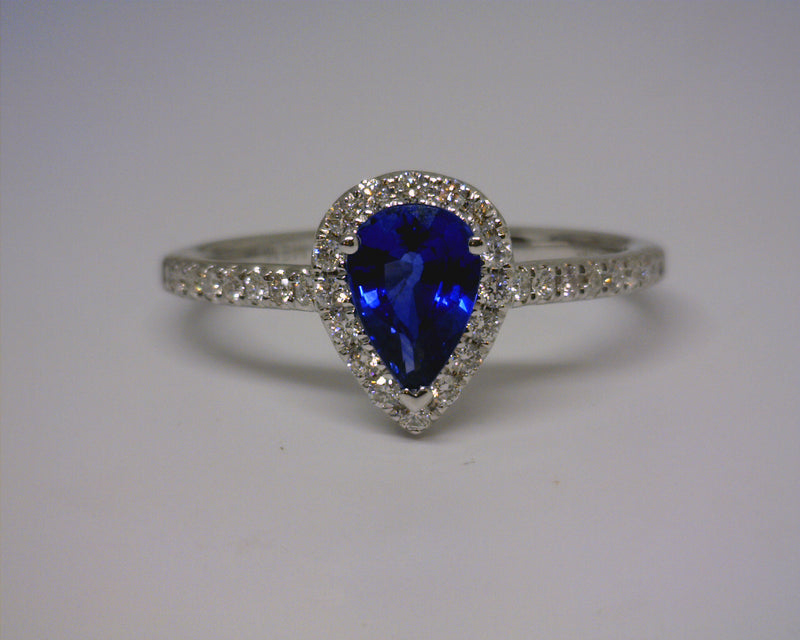 14K WHITE GOLD SAPPHIRE/DIAMOND RING