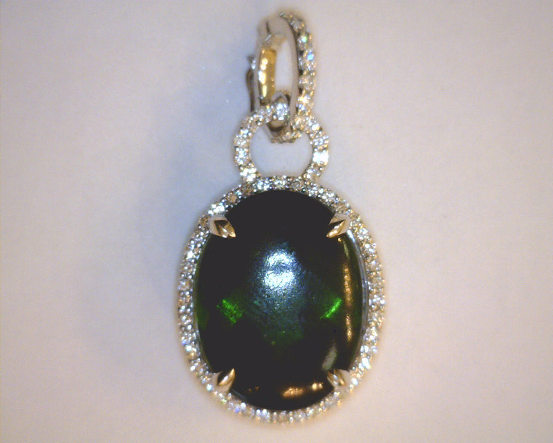 14K WG GREEN TOURMALINE & DIAM