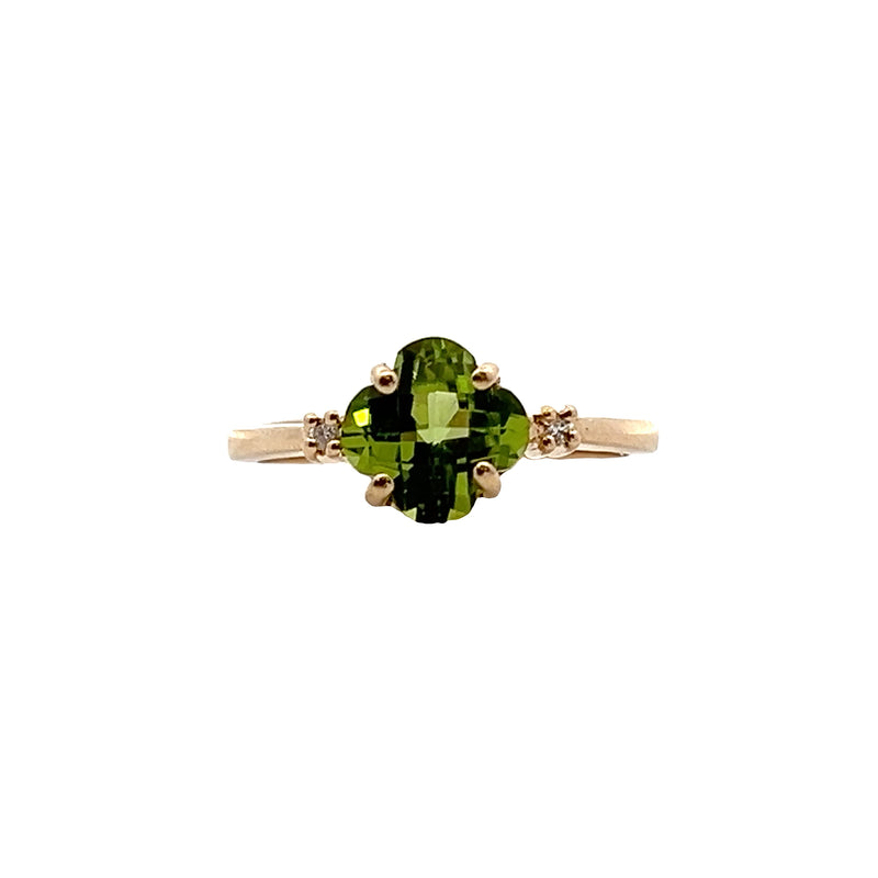 14K YG Peridot & Diamond Ring