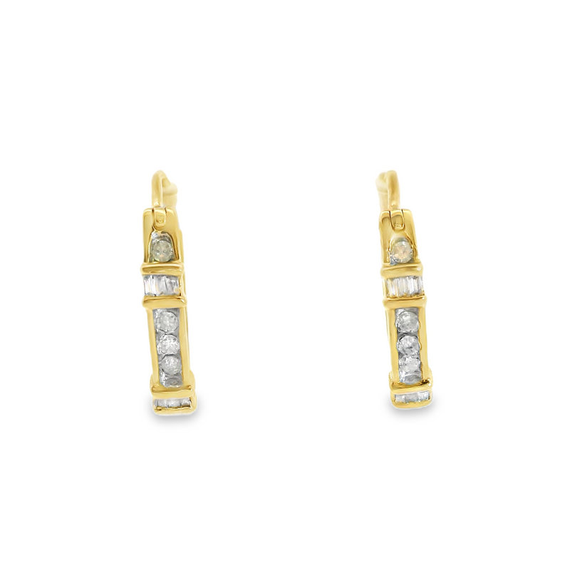 14K YG Diamond Hoop Earrings
