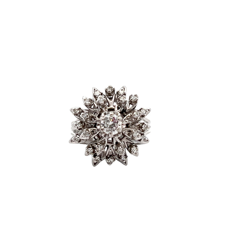 14K WG Cluster Diamond Ring