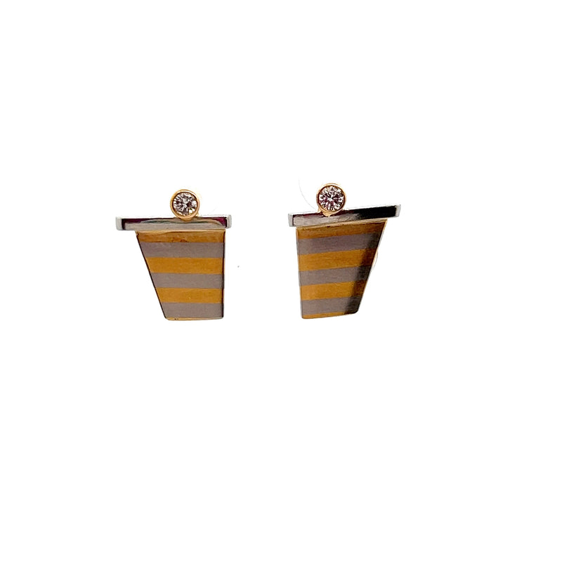 Platinum & 18K Yellow Gold Diamond Earrings