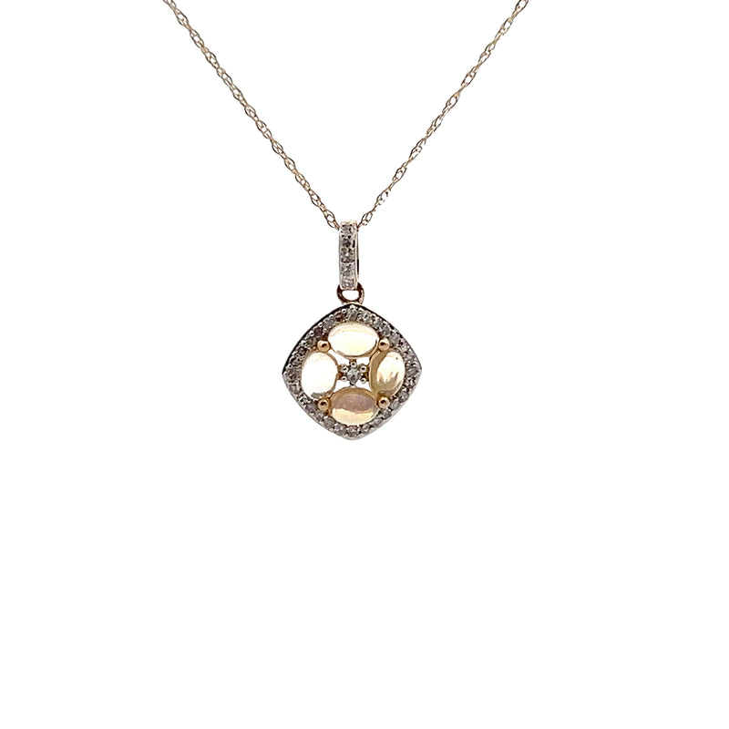 10K YG Opal & Diamond Pendant