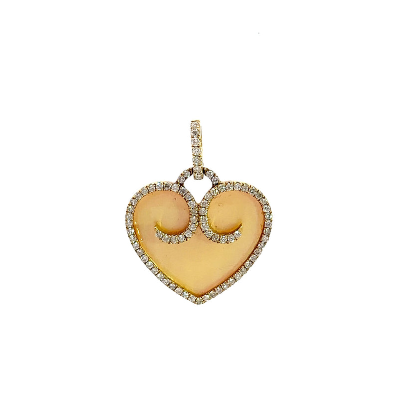 18K YG Mother of Pearl & Diamond Heart Pendant