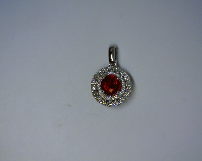 14K WHITE GOLD DIAMOND/RUBY PENDANT