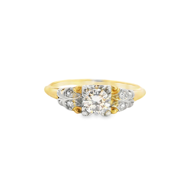 14K Two Tone Vintage Diamond Ring