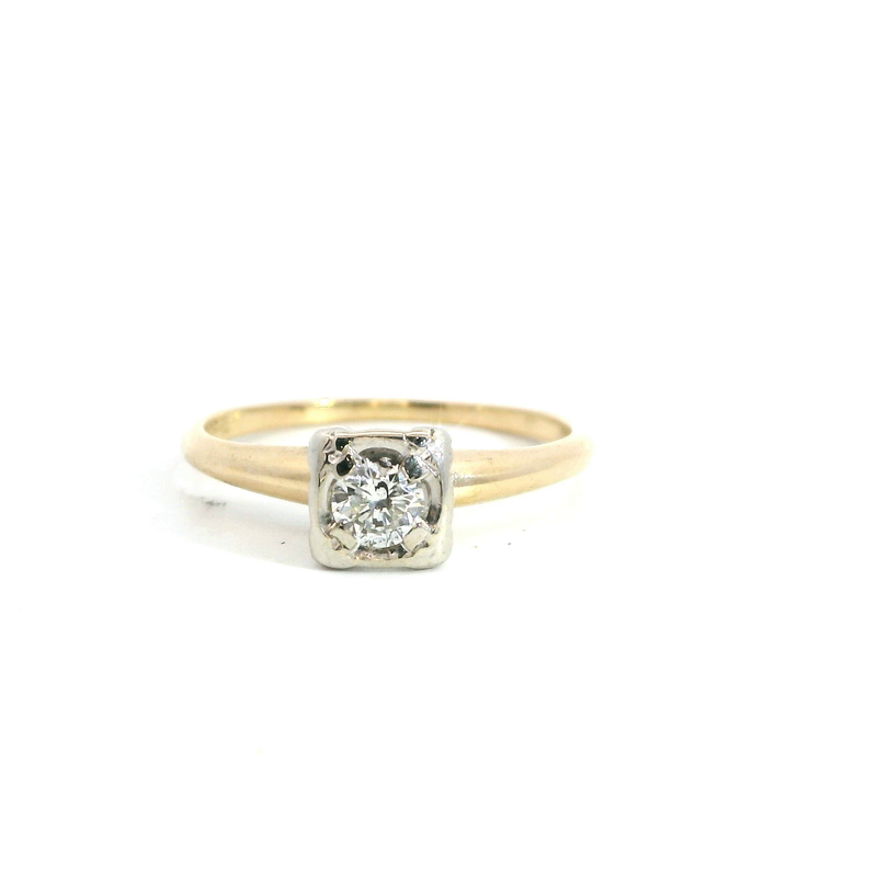 14K Two Tone Vintage Diamond Ring
