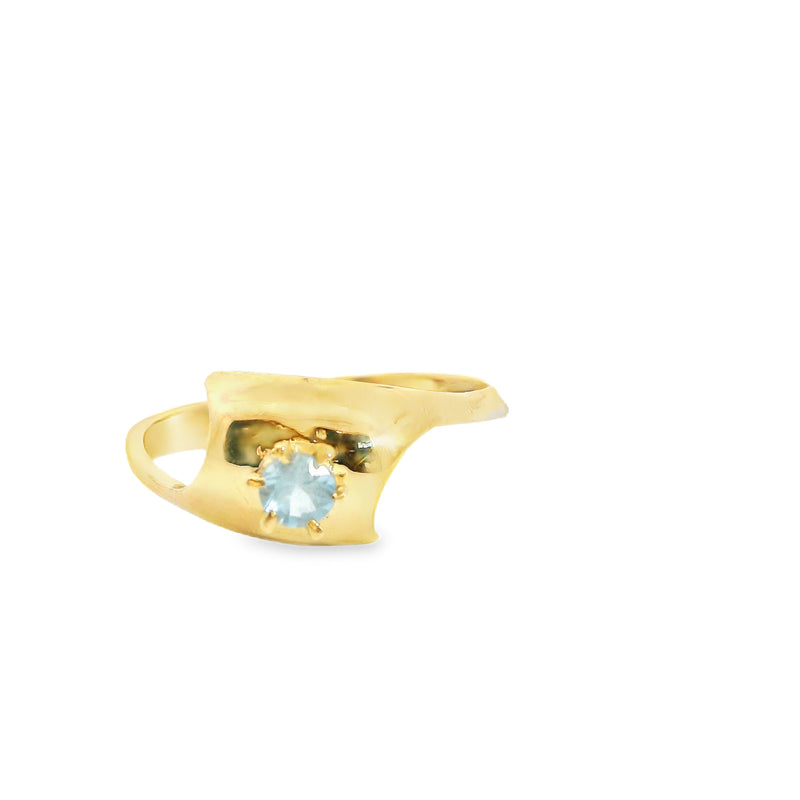 14K YG Blue Topaz Ring