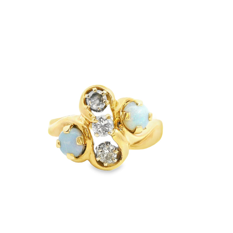 14K YG Opal & Diamond Ring
