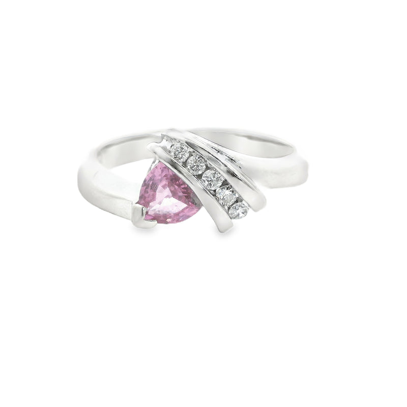 14K WG Pink Sapphire & Diamond Ring