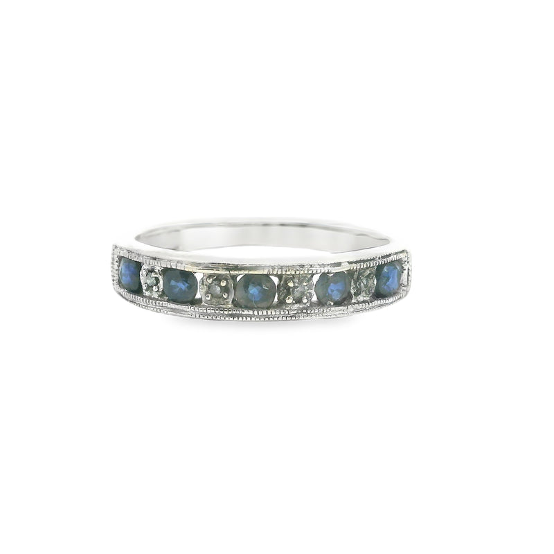 14K WG Sapphire & Diamond Band